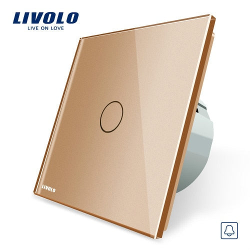 Livolo EU Standard, Door Bell Switch, Crystal Glass Switch Panel, 220~250V Touch Screen Door Bell Switch,VL-C701B-1/2/3/5