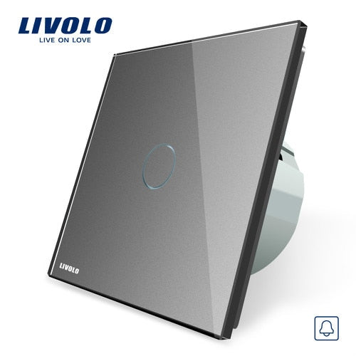 Livolo EU Standard, Door Bell Switch, Crystal Glass Switch Panel, 220~250V Touch Screen Door Bell Switch,VL-C701B-1/2/3/5