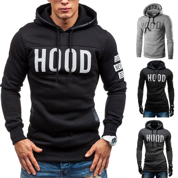 Men Winter Slim Hoodie Warm Pullover Sweatshirt Hooded Coat Outwear Tops