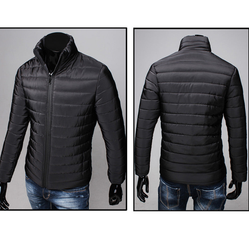 Men Cotton Stand Zipper Warm Winter Thick Coat Jacket