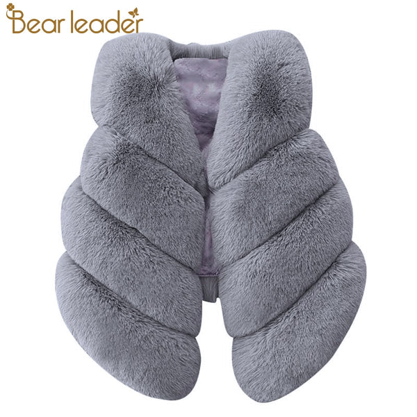 Bear Leader Girls Fur Outerwear 2018 New Autumn&Winter Fashion Thick Warm Faux Fur Environmentally Friendly ur Colorful Vest